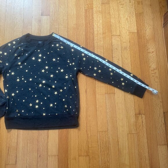 Aerie Dreamy Soft Sweatshirt Dark Charcoal Grey with Gold Star Pattern - Picture 4 of 9